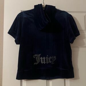 Juicy Couture Dark Blue Velour Hoodie and Shorts Set